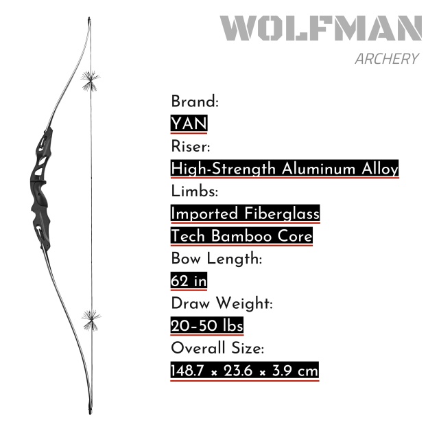  Recurve Bow 20-50lbs Adjustable 62" Hunting Kit