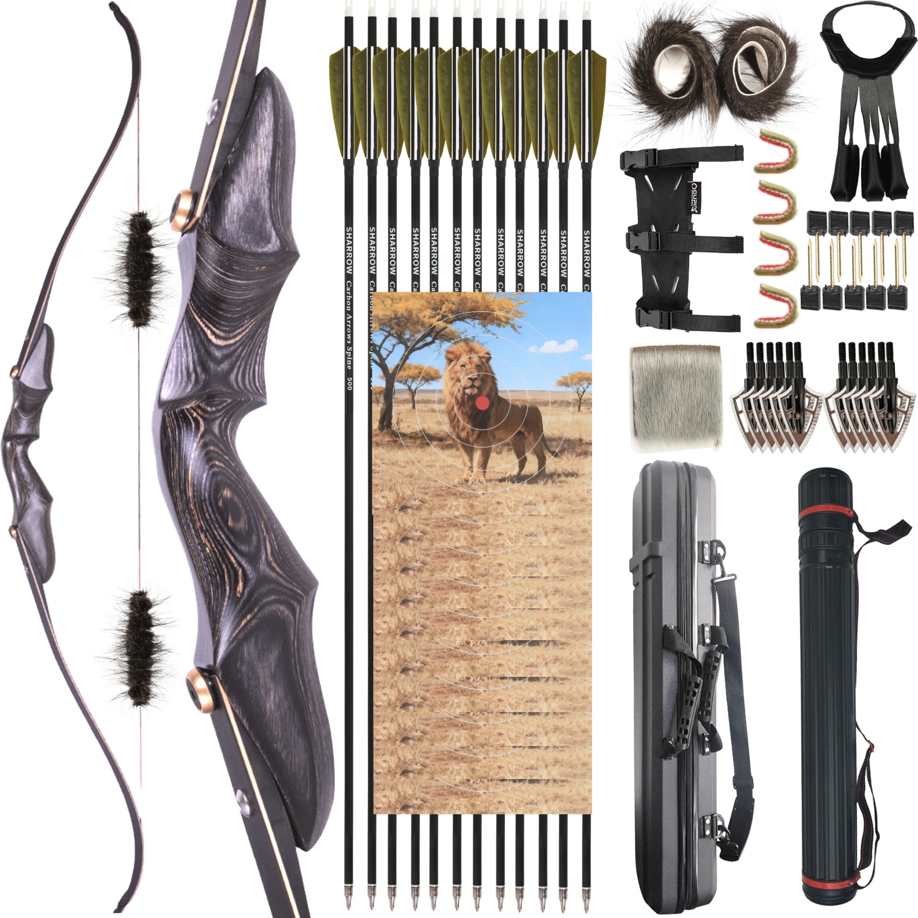 Takedown Recurve Bow ILF Traditional H15-58" Wooden Hunting