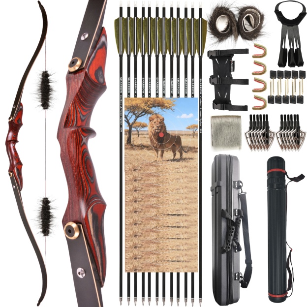 Takedown Recurve Bow ILF Traditional H15-58" Wooden Hunting