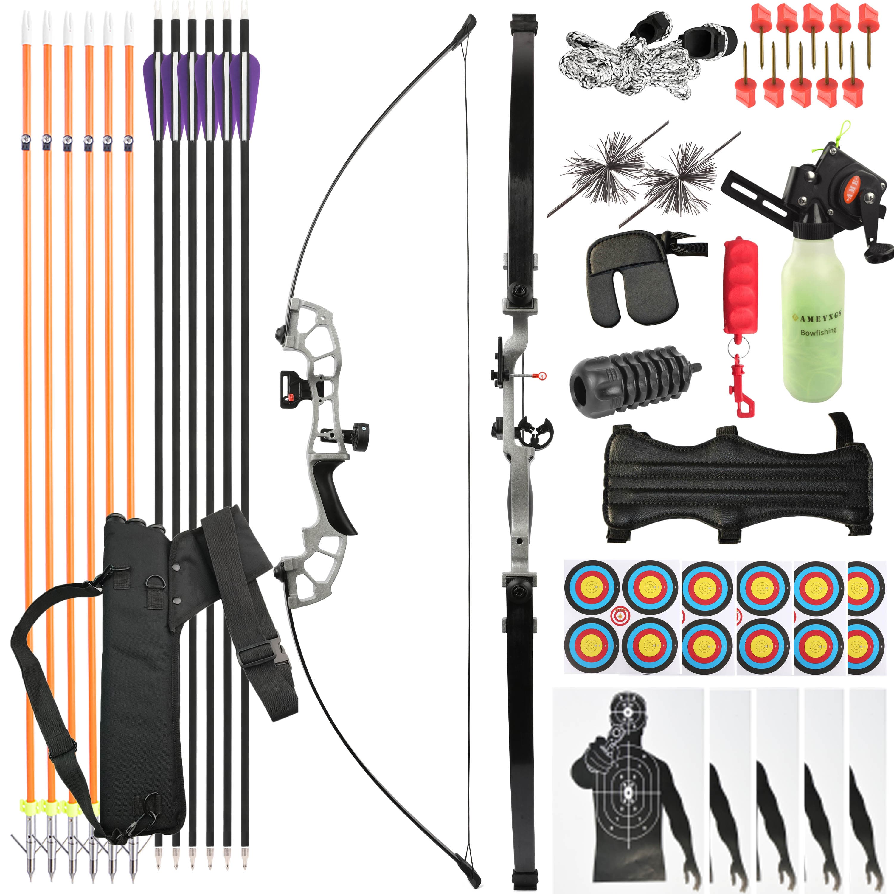 52" 30-50lbs Aluminum Alloy Archery Bow Complete Shooting Kit