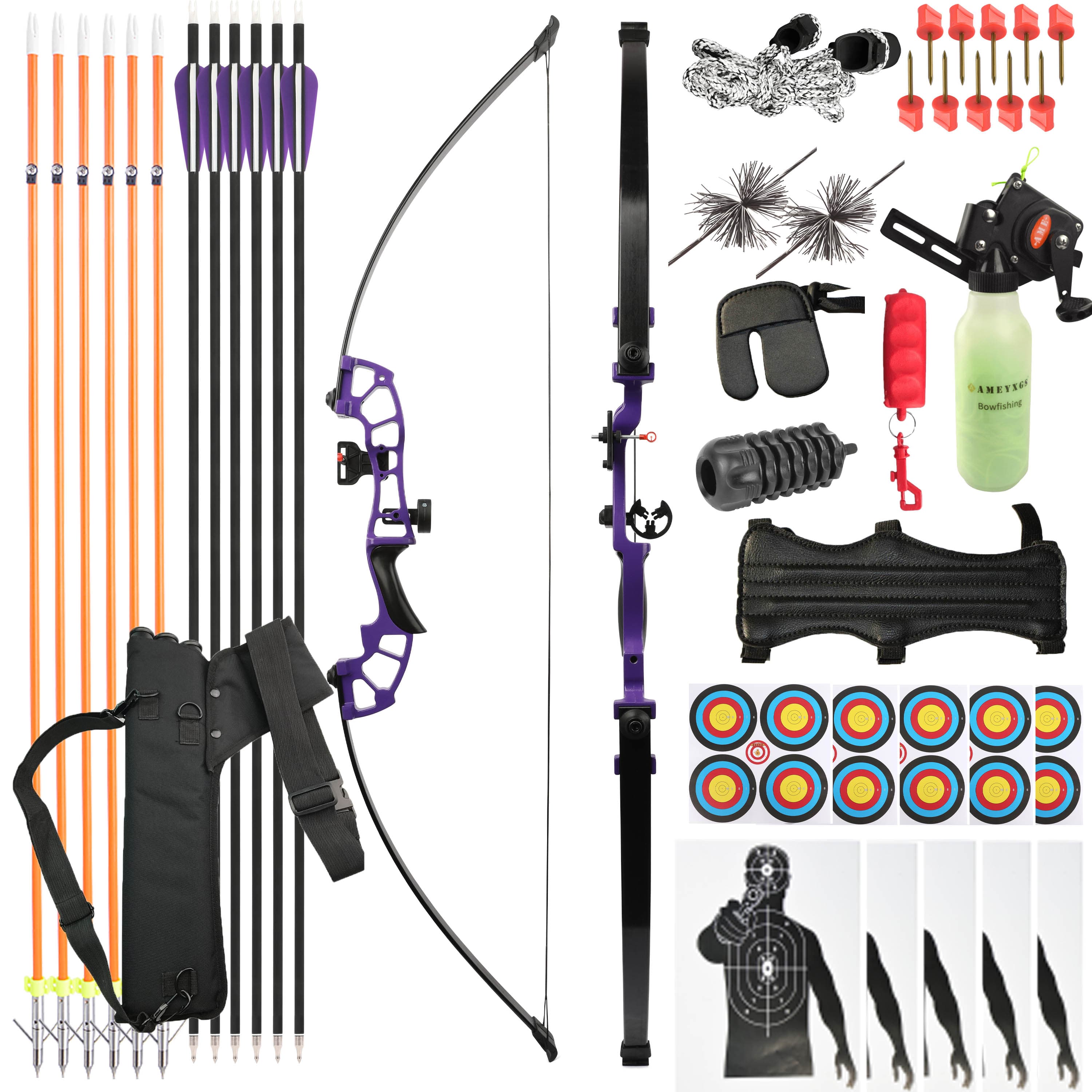 52" 30-50lbs Aluminum Alloy Archery Bow Complete Shooting Kit