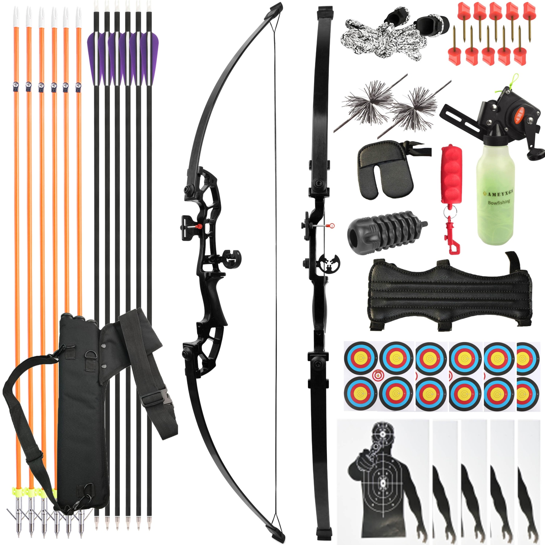 52" 30-50lbs Aluminum Alloy Archery Bow Complete Shooting Kit