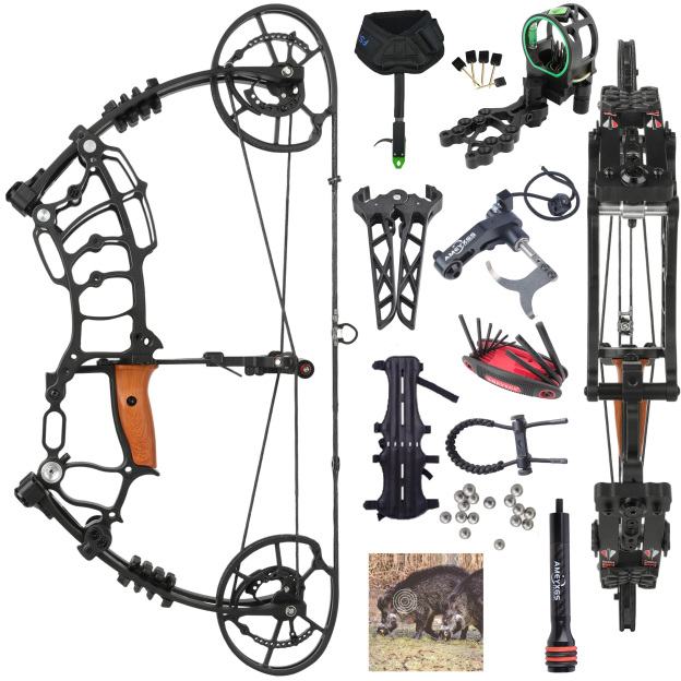 Dual-Use Compound Bow Set 19" Shoots Arrows Steel Balls RH LH