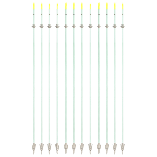 Bow Fishing Arrows Night Glow Broadheads Fiberglass 34" 