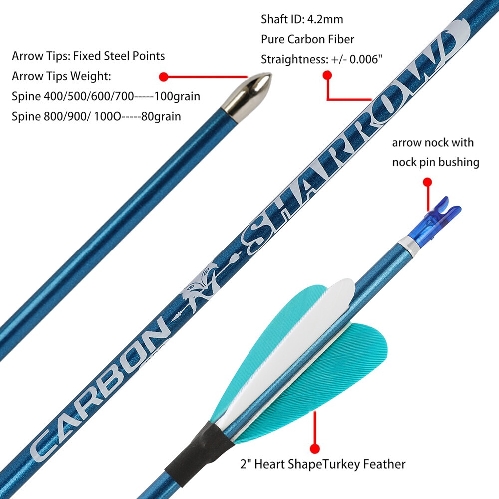 Target Arrows Pure Carbon 400-1000 Spine ±0.006" Turkey Feather 
