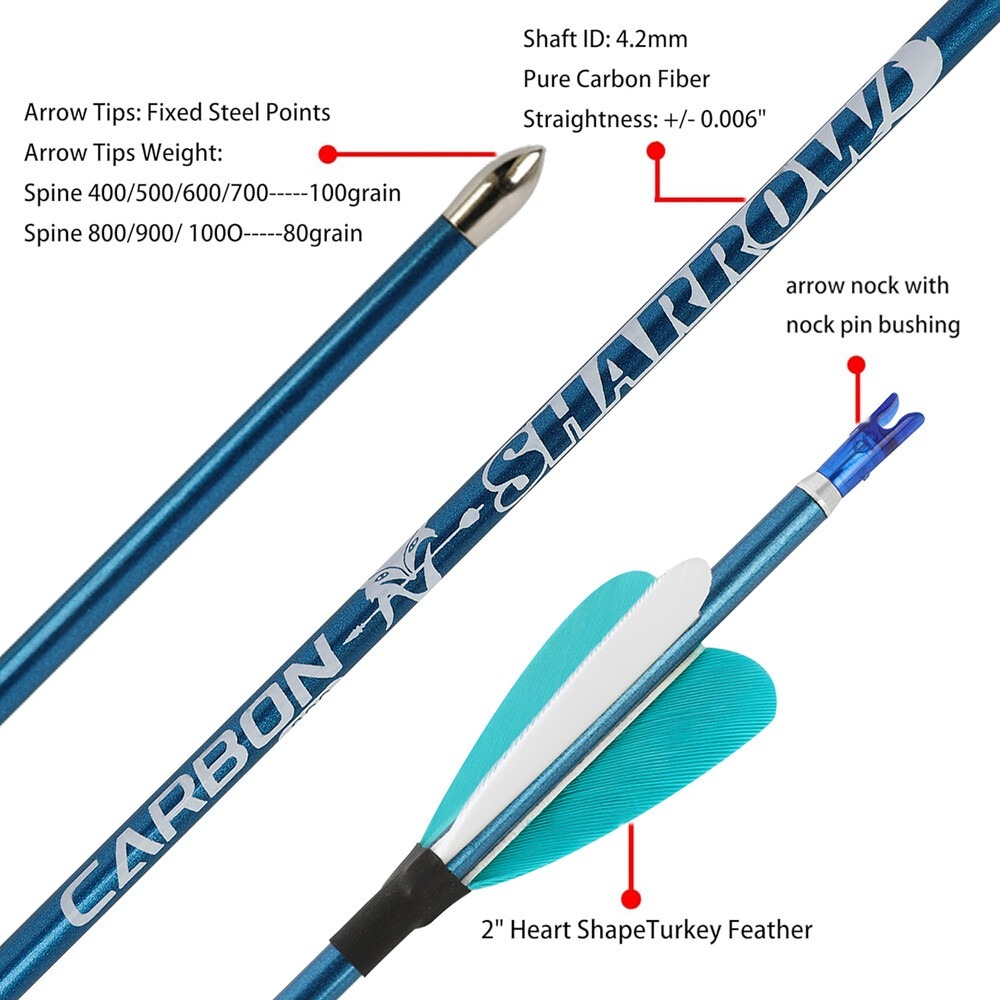 Target Arrows Pure Carbon 400-1000 Spine ±0.006" Turkey Feather 
