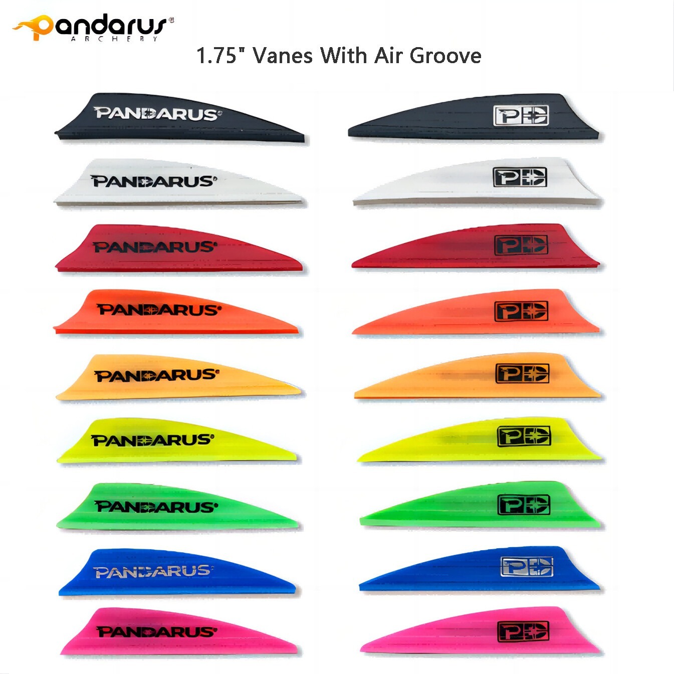 1.75" shield cut rubber vanes in 11 colors