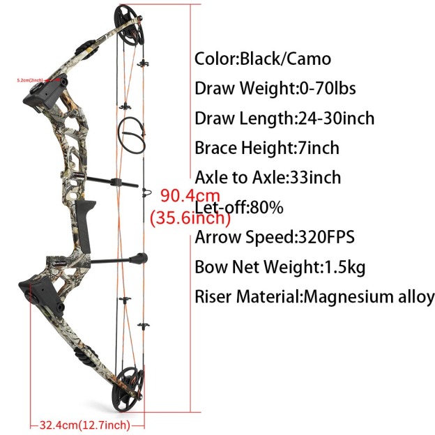 JUNXING M121A Hunting Fishing Compound Bow 0-70lbs