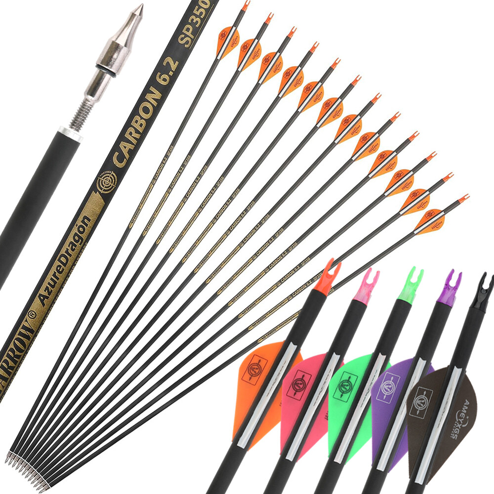 Pure Carbon Arrows 30" SP300-600 Shaft Vanes 6.2mm Hunting