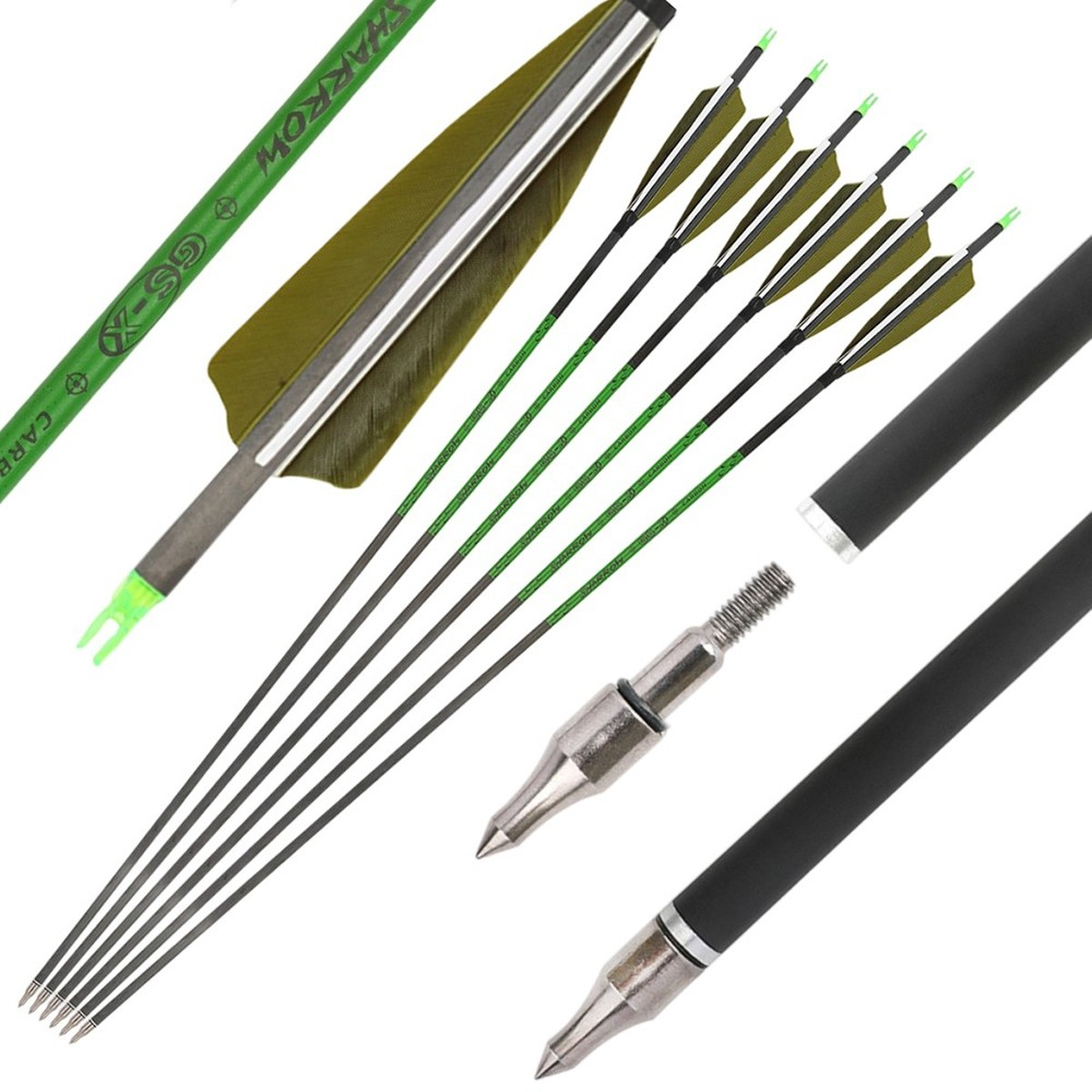 Pure Carbon Arrows 400 Spine with 4" Feathers Custom Cutting Service