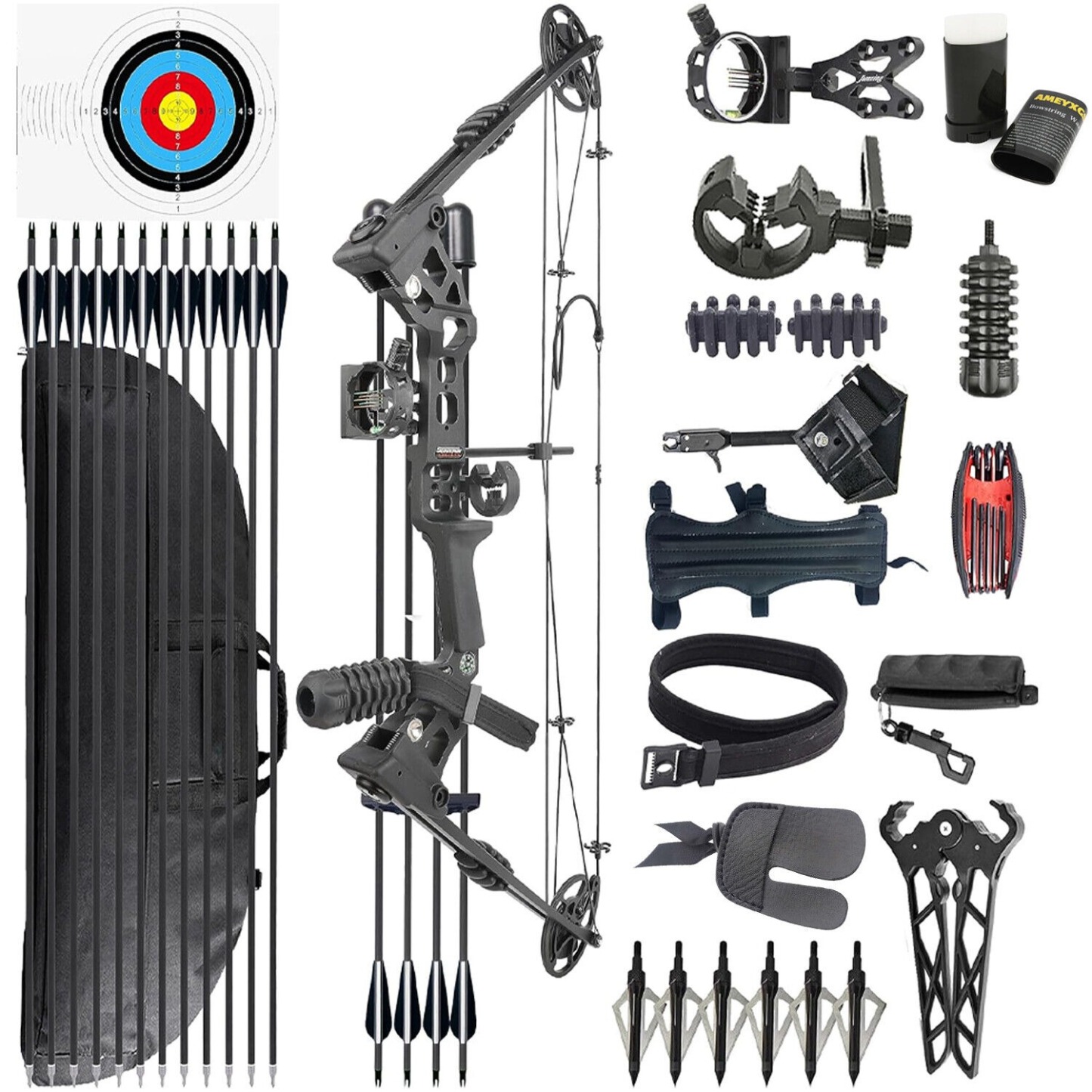 JUNXING Dragon X8 Compound Bow Set Hunting Fishing Arrow Kit 20-70 lbs