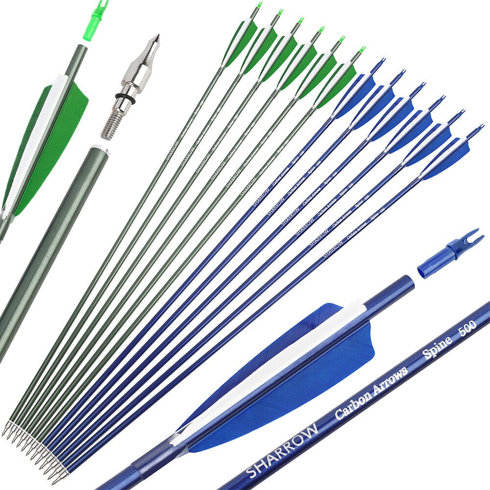 Hunting Feather Fletched Carbon Arrow SP500 Recurve bow Compound Bow