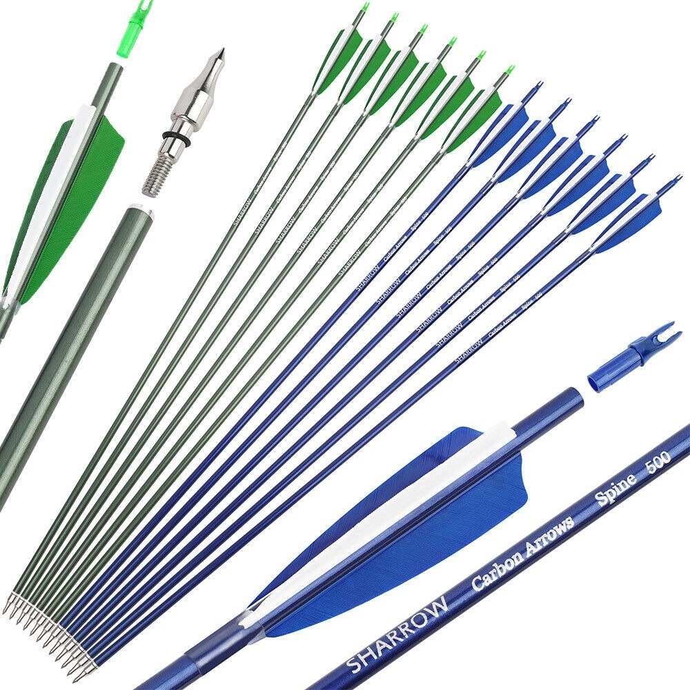 Hunting Feather Fletched Carbon Arrow SP500 Recurve bow Compound Bow