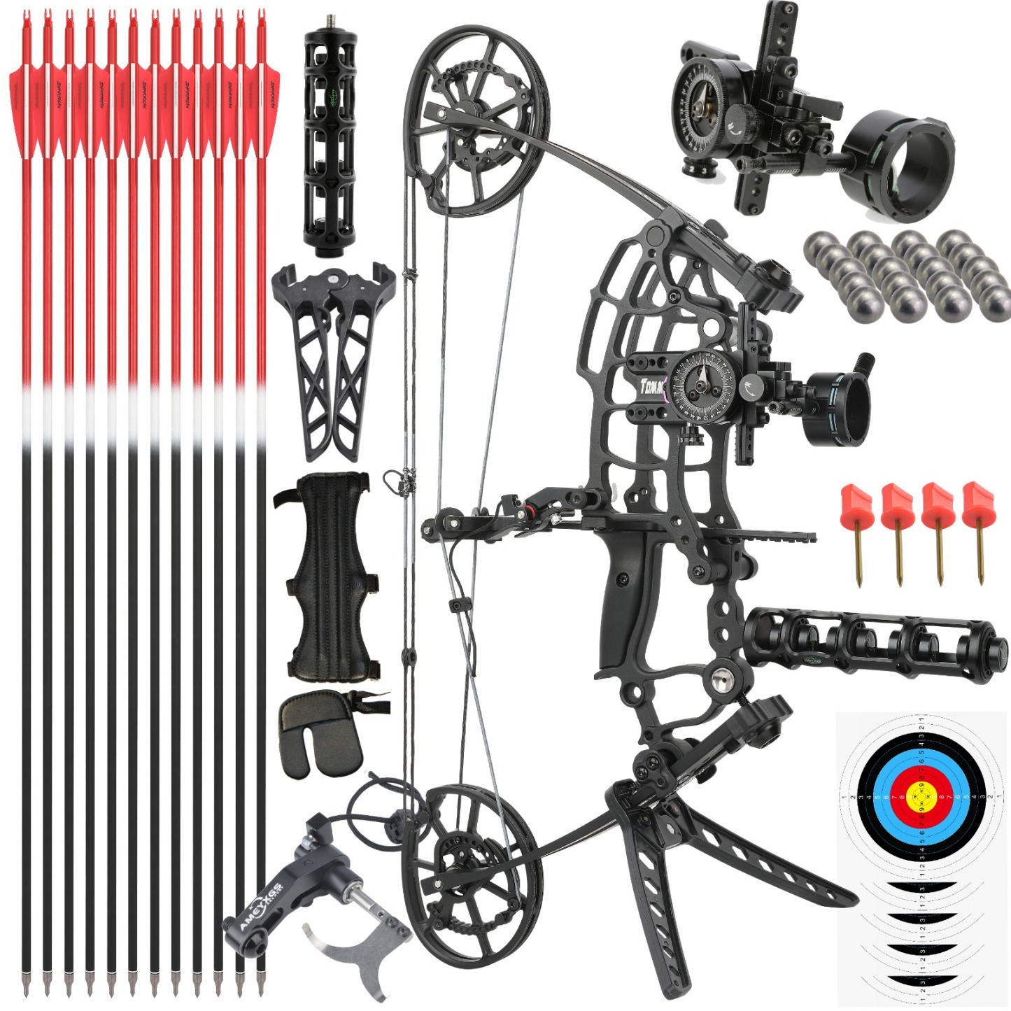 Junxing M109ka Dual-Use Compound Bow 27'' Hunting Steel Ball Arrows