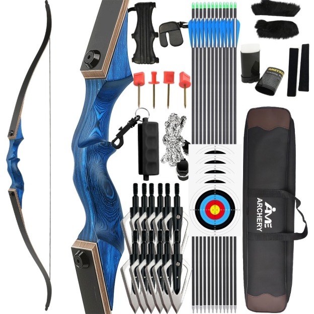 BLACK HUNTER Recurve Bow Set Traditional Takedown 60" 20-60lbs