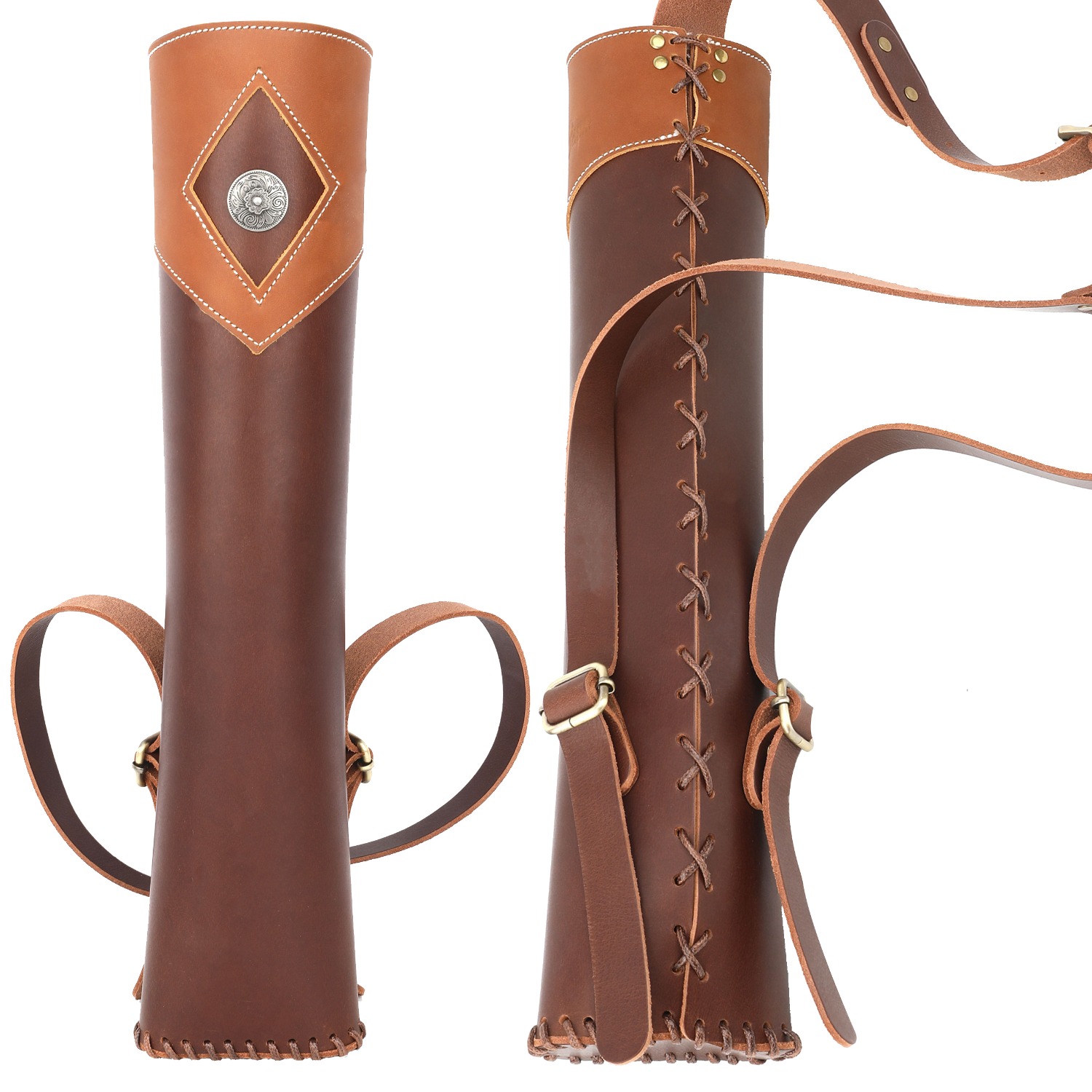 Traditional Archery Quiver 20-Arrow Capacity Cowhide