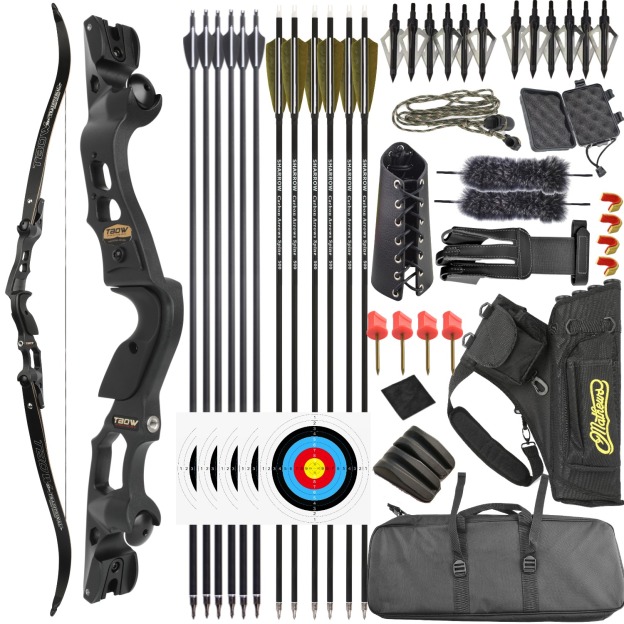 TBOW 62” Traditional  ILF Hunting Recurve Bow Set 30-60Lbs RH