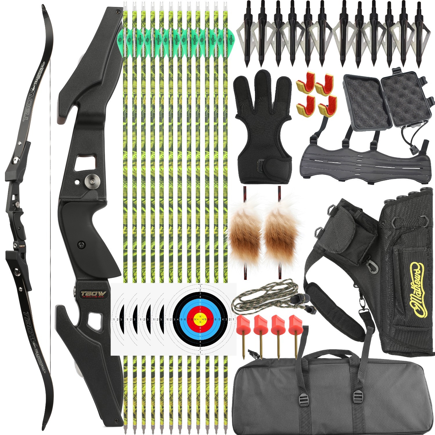 TBOW Complete ILF hunting Bow Set 62" Takedown Recurve 25-60lbs