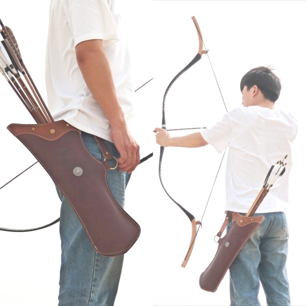 Handmade cowhide leather archery quiver for 20 arrows