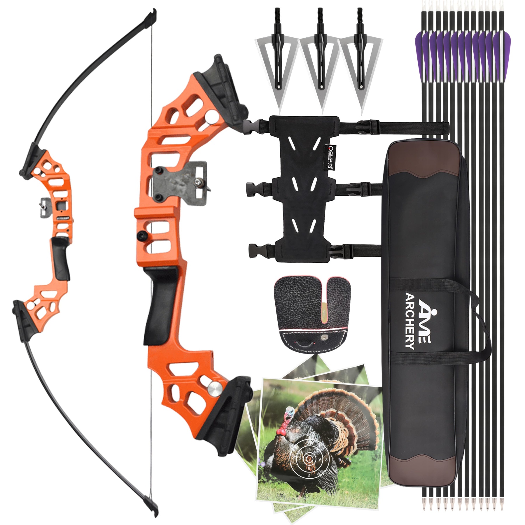 53" M122 Straight Bow Archery Kit for Beginners 30-50 lbs