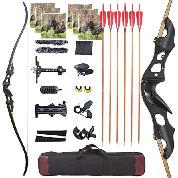 Black Hunter Takedown Recurve Bow Kit 60" Beginner Hunting