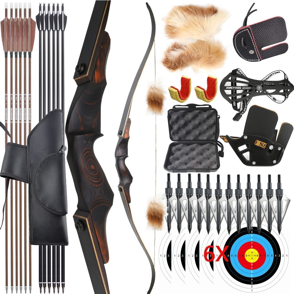 Hunting Longbow For Beginners Black Hunter 60 Takedown Longbow - 20-60 LBS Right Hand Traditional Hunting Bow Black Hunter Longbow
