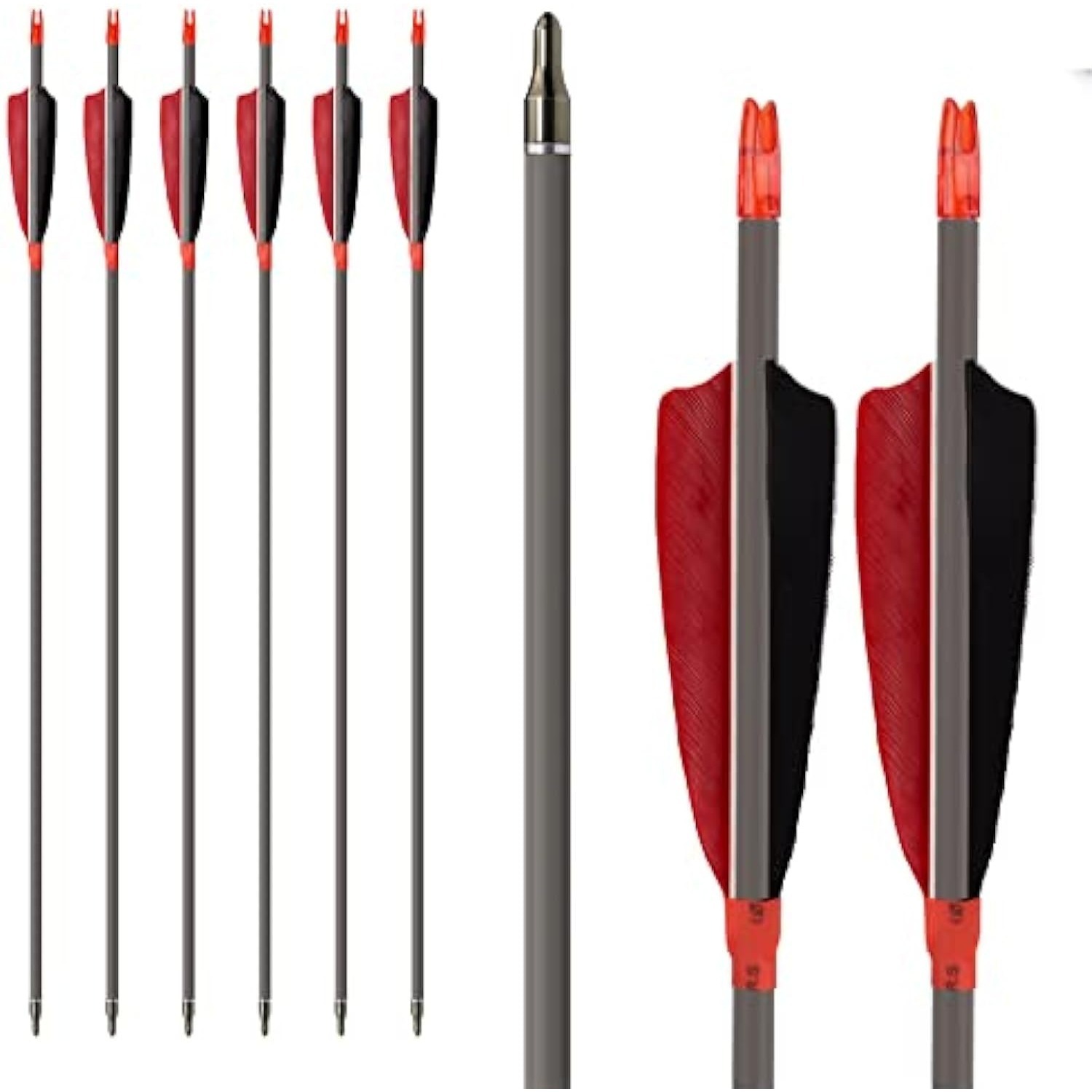 Archery Carbon Arrows Spine 500 with 4" Real Feathers Hunting Target