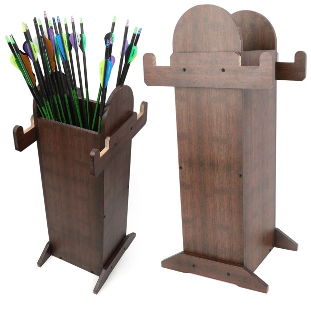 Solid Wood Bow Stand Quiver for Archery Target Shooting