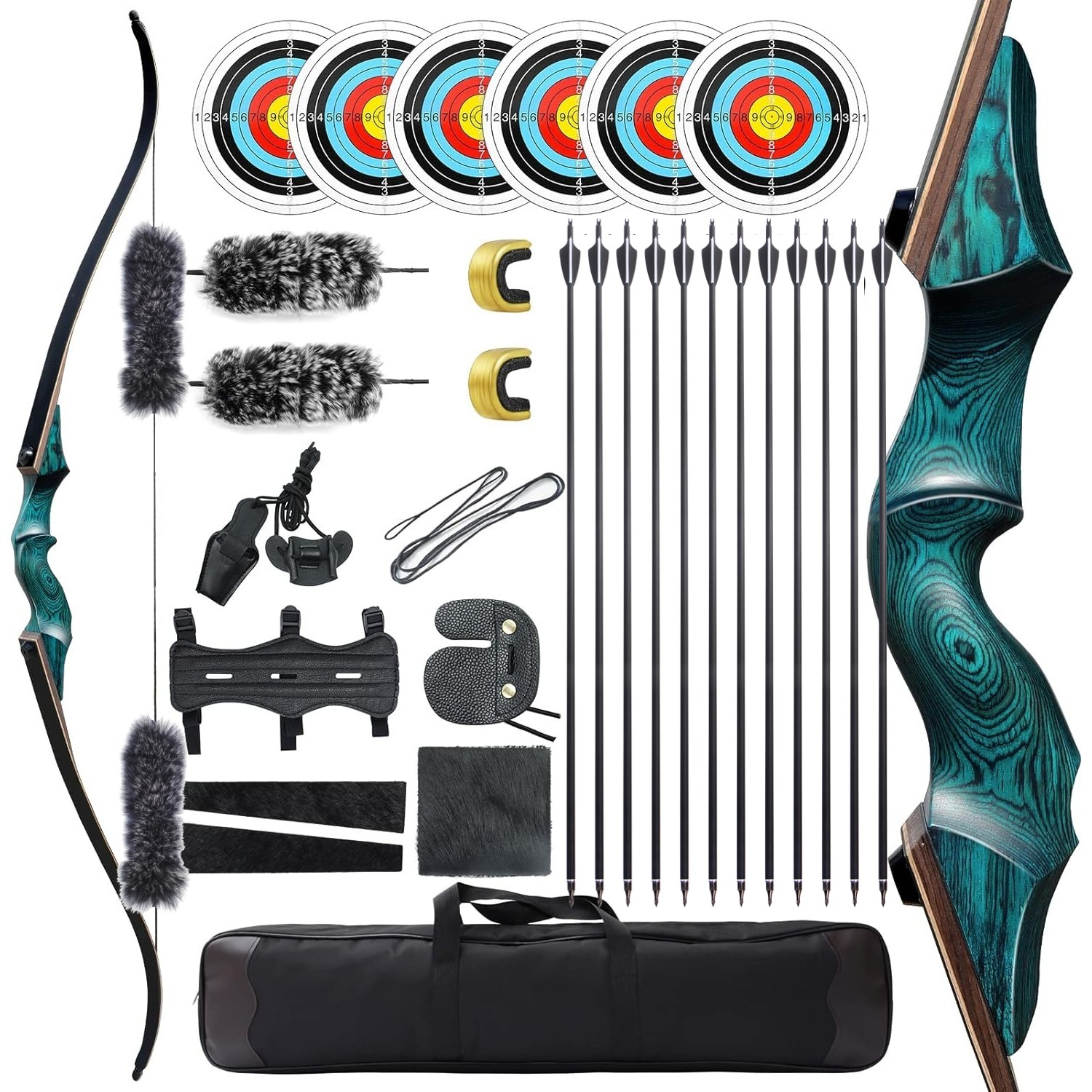 BLACK HUNTER Takedown Recurve Bow Hunting Adults Archery Set 60"