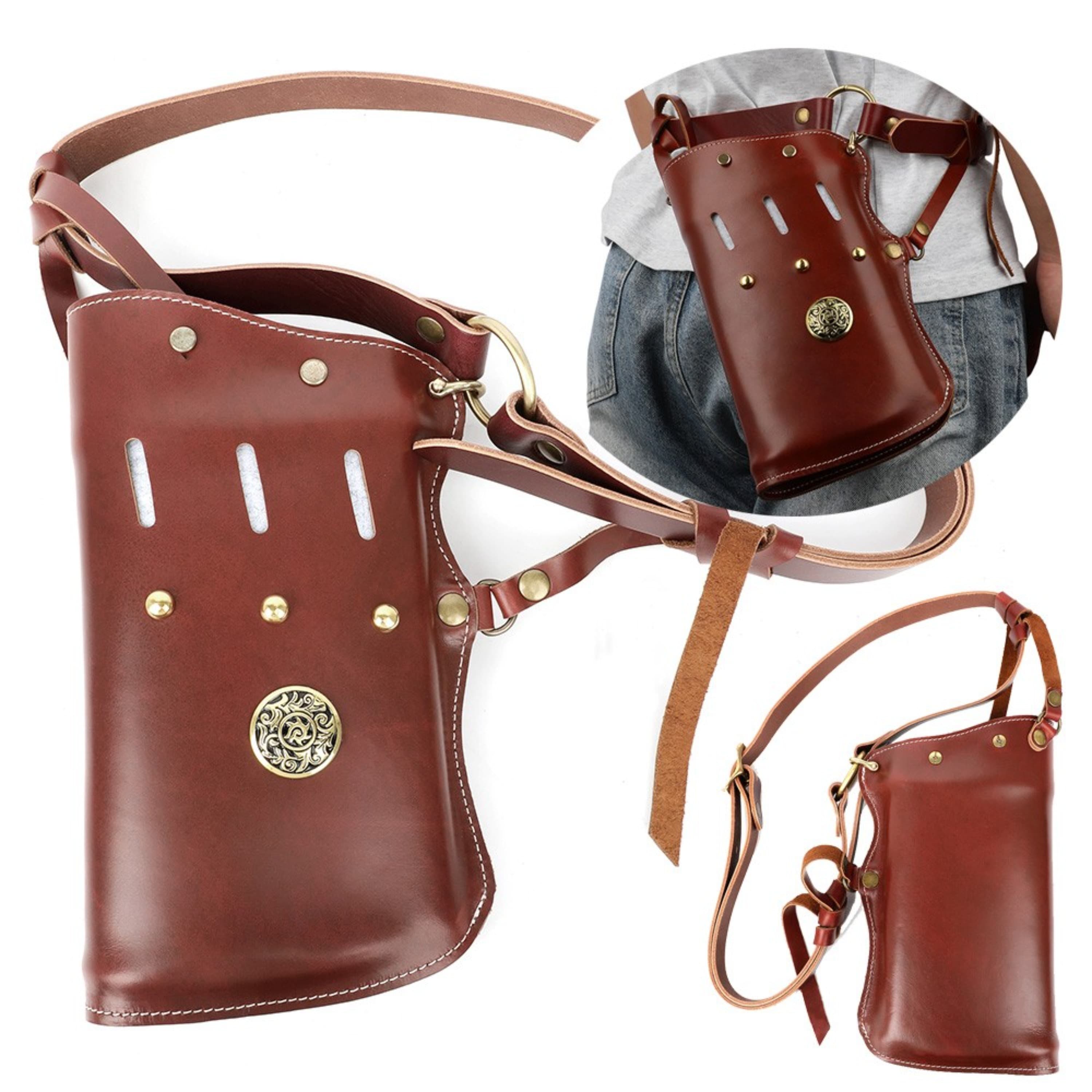 Brown Cowhide Arrow Quiver Traditional Bow Hunting Case