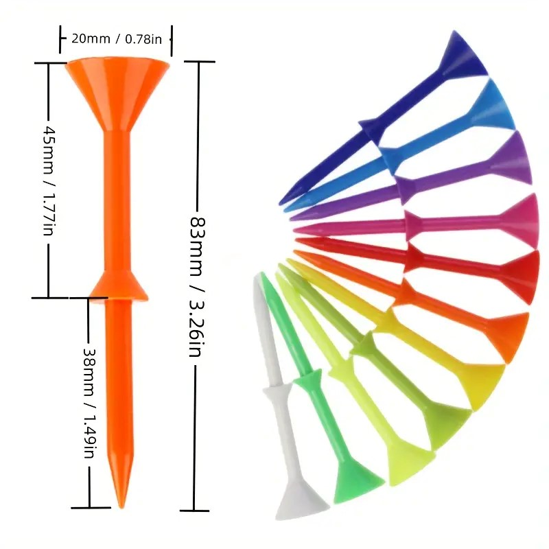 83mm Golf Tees 50pcs Pack, Durable Mixed Rubber Compound Material