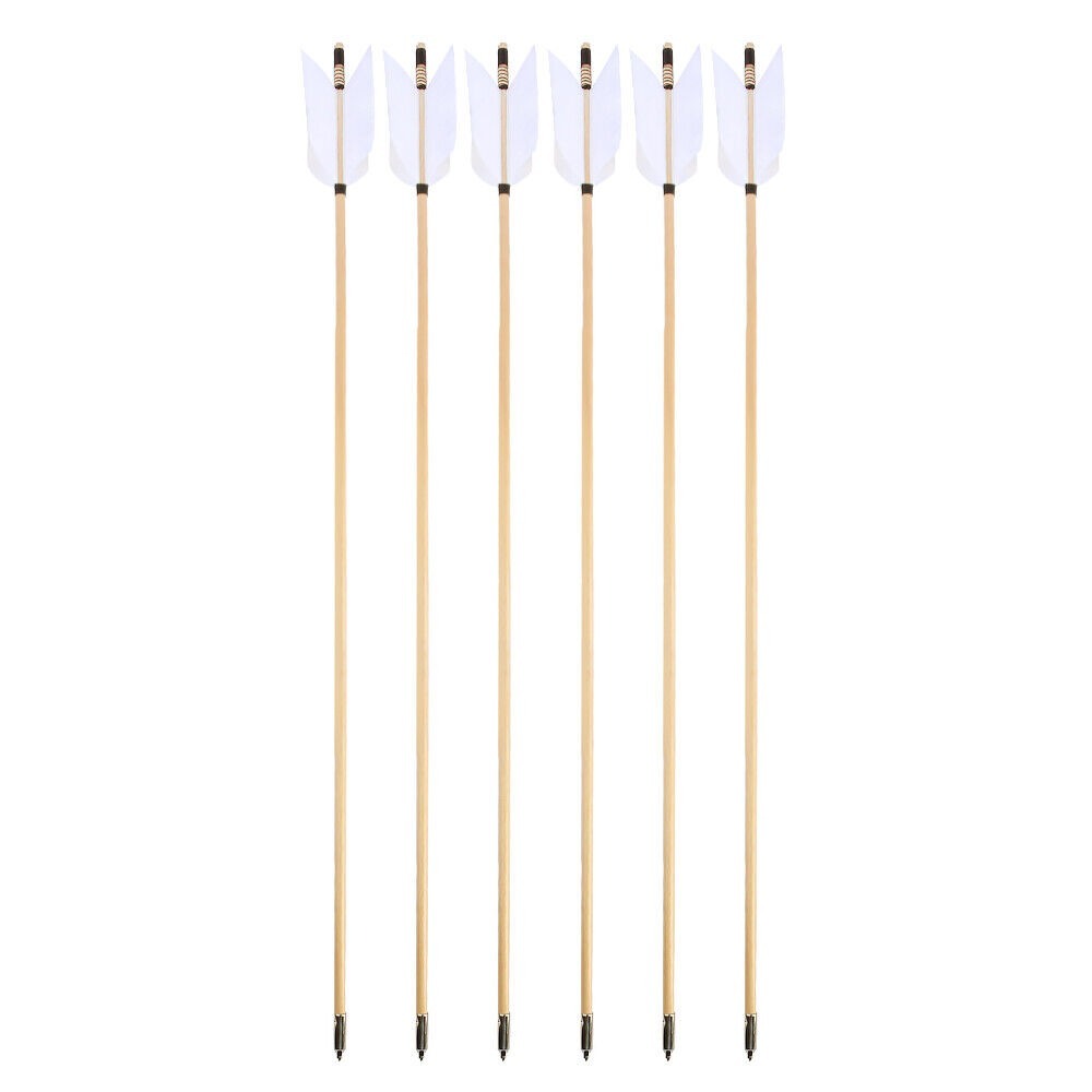 Archery Wooden Arrows Flu-Flu 32" Feathers Traditional Longbow Target