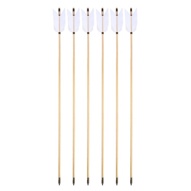Archery Wooden Arrows Flu-Flu 32" Feathers Traditional Longbow Target