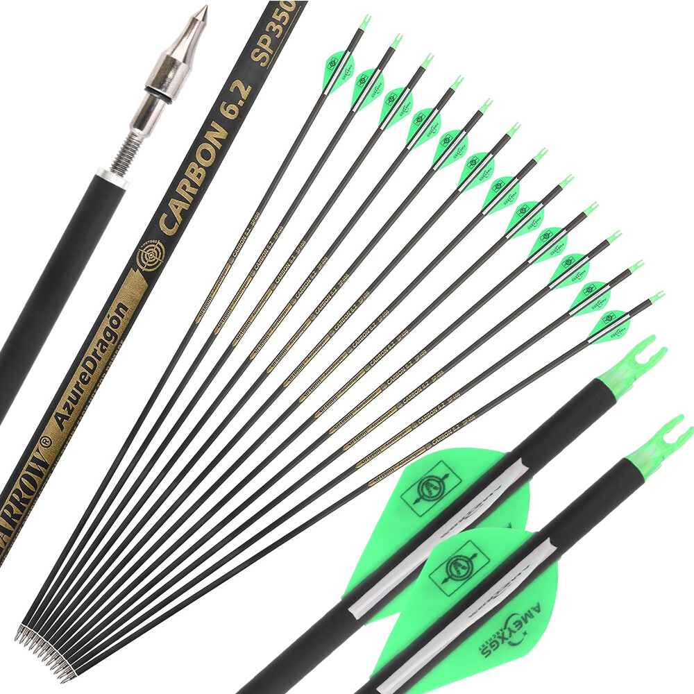 Pure Carbon Arrows 30" SP300-600 Shaft Vanes 6.2mm Hunting
