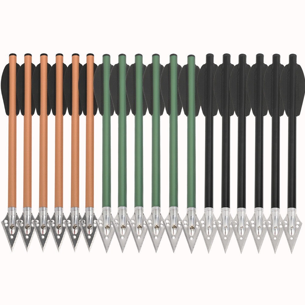 6.3 inch Aluminum Crossbow Bolts Arrows Blade Broadhead Vanes Hunting