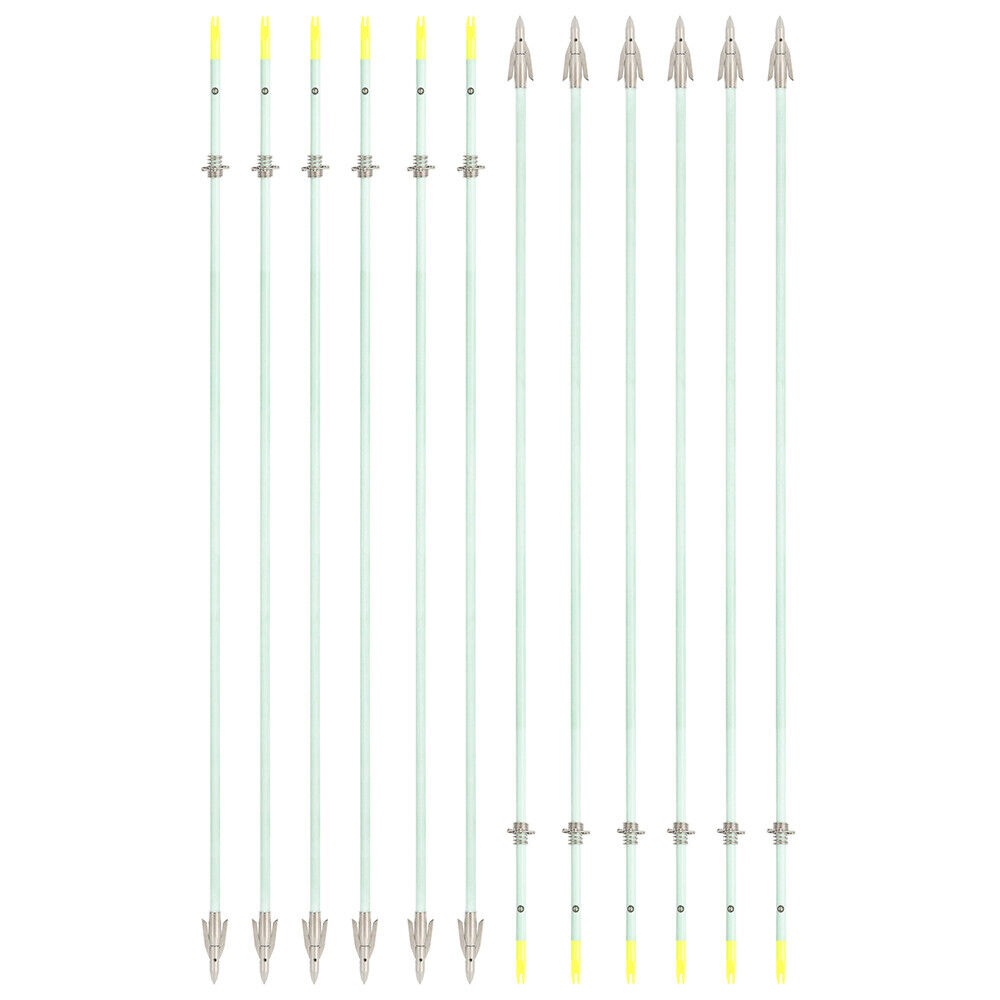 OBTOUTDOOR 6 PCS/12PCS 36 Inch Bowfishing Arrows 8mm Fishing Arrow Fiberglass Arrow With Broadhead For Slingshot Archery Hunting Fishing