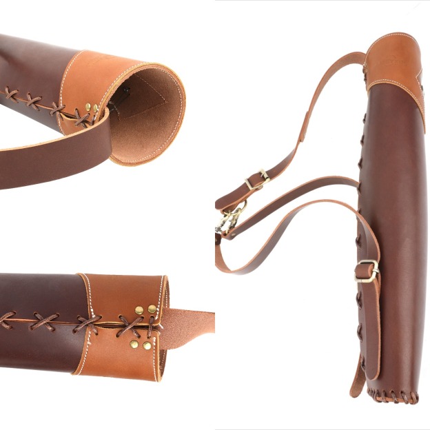Traditional Archery Quiver 20-Arrow Capacity Cowhide