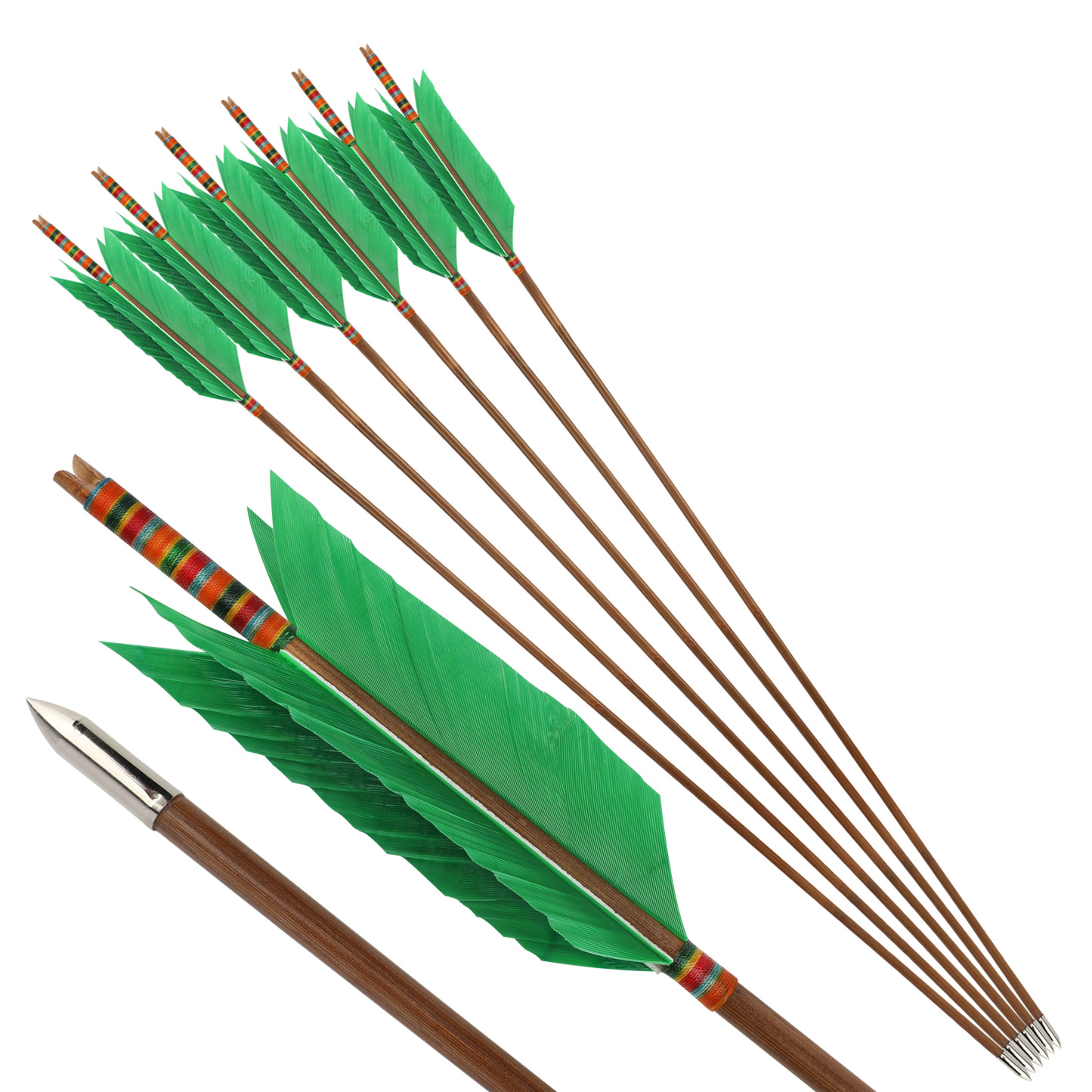 33 inch Bamboo Arrows Turkey Feather Longbow Recurve Bow Hunting Target