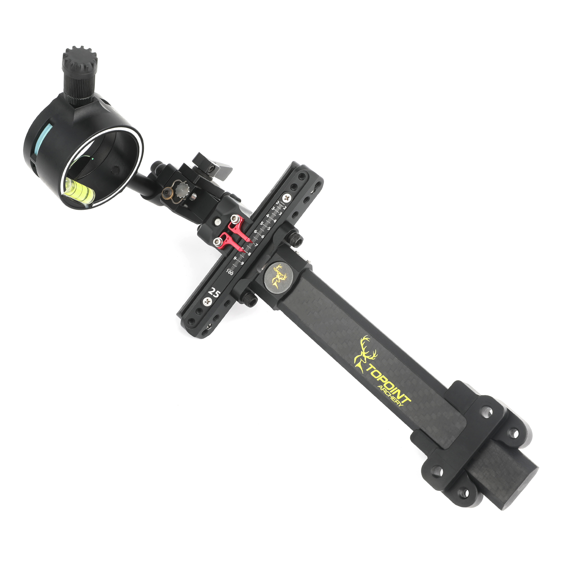 Topoint TX9610 Hunting Compound Bow Sight 1-Pin CNC Carbon Adjustable