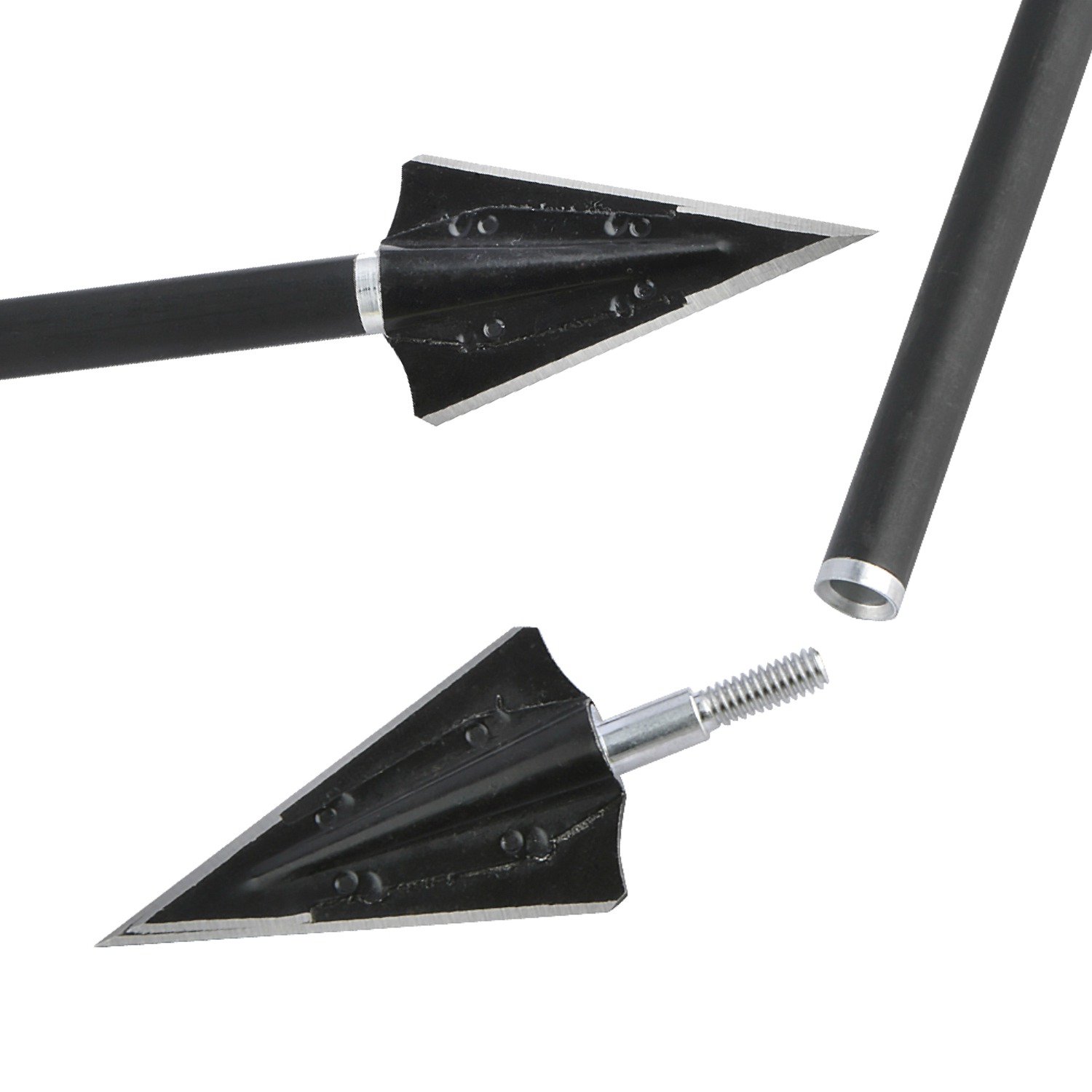 12-Pack 160 Grain 2-Blade Black Broadheads – Hunting Arrowheads For Compound, Crossbow, Recurve