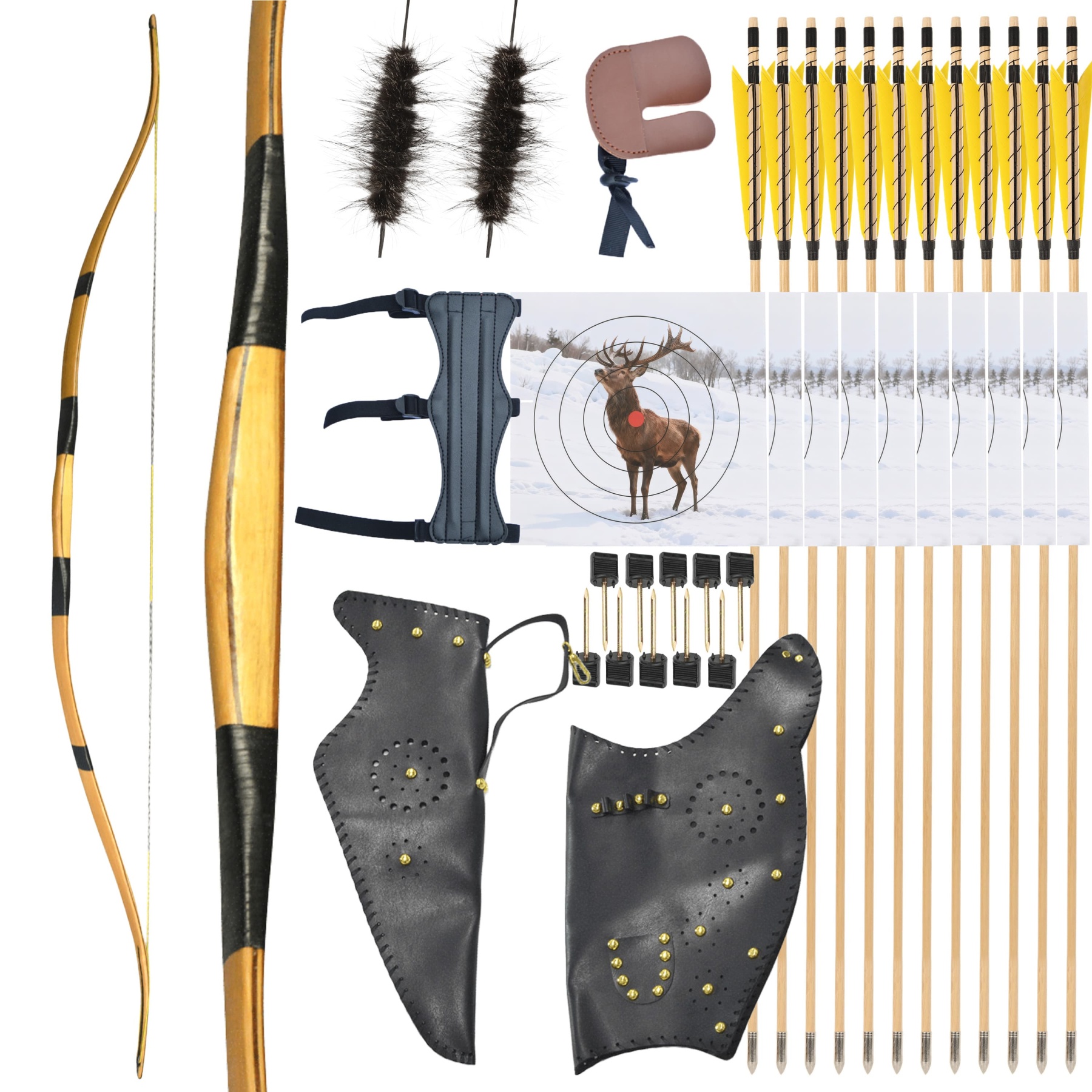 L/RH Hunting Traditional Bow 20-40Lbs Archery Longbow