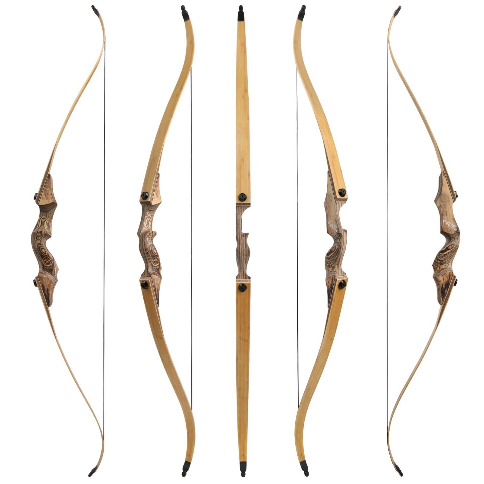 BLACK HUNTER 60 inch Wooden Recurve Bow 20-60 lbs Archery Hunting Bow