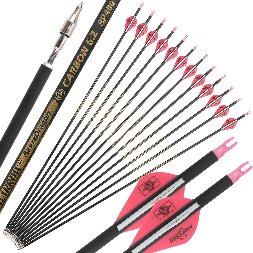 Pure Carbon Arrows 30" SP300-600 Shaft Vanes 6.2mm Hunting