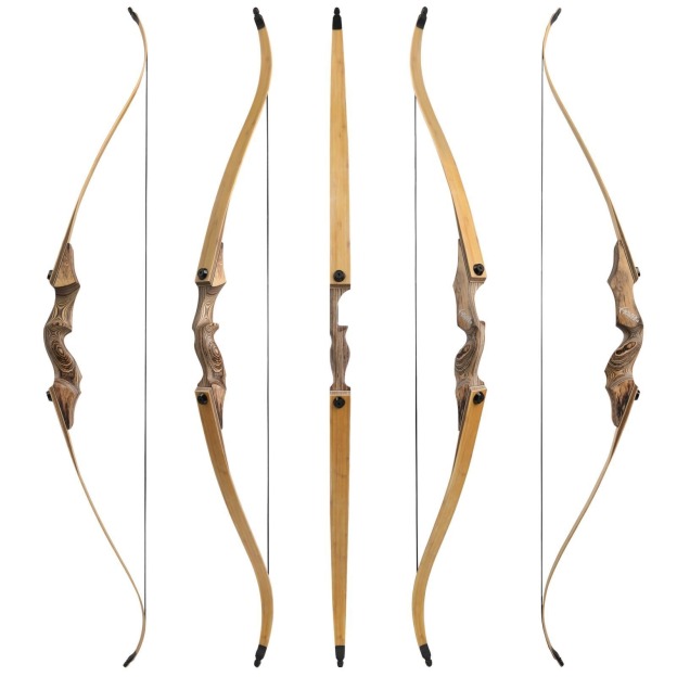 BLACK HUNTER 60 inch Wooden Recurve Bow 20-60 lbs Archery Hunting Bow