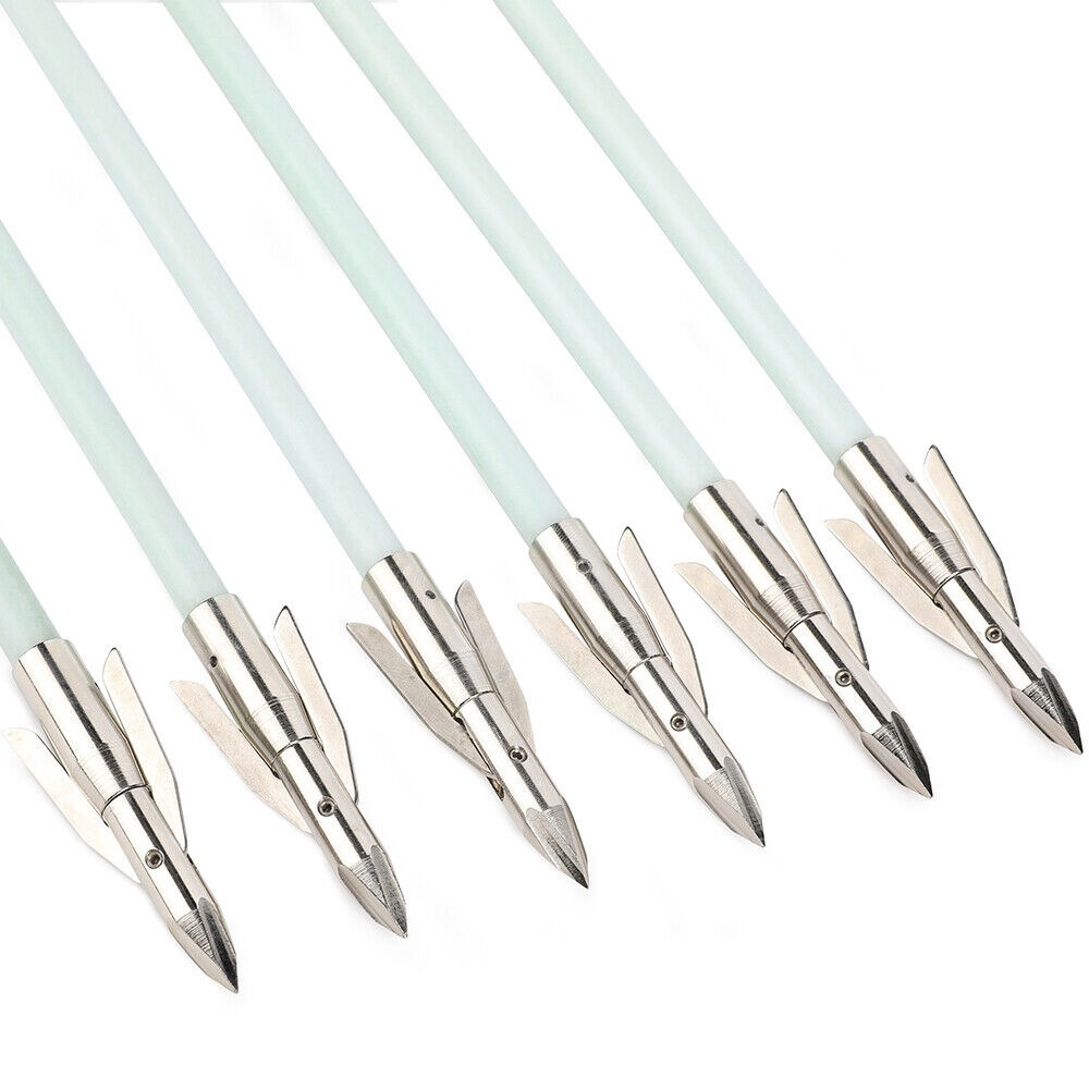 34" Bow Fishing Arrows Night Glow Broadheads Fiberglass Hunting