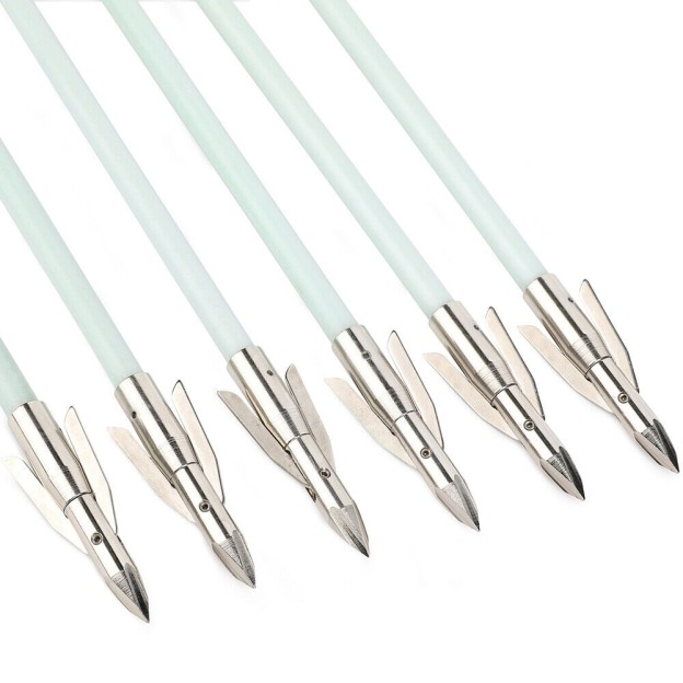34" Bow Fishing Arrows Night Glow Broadheads Fiberglass Hunting