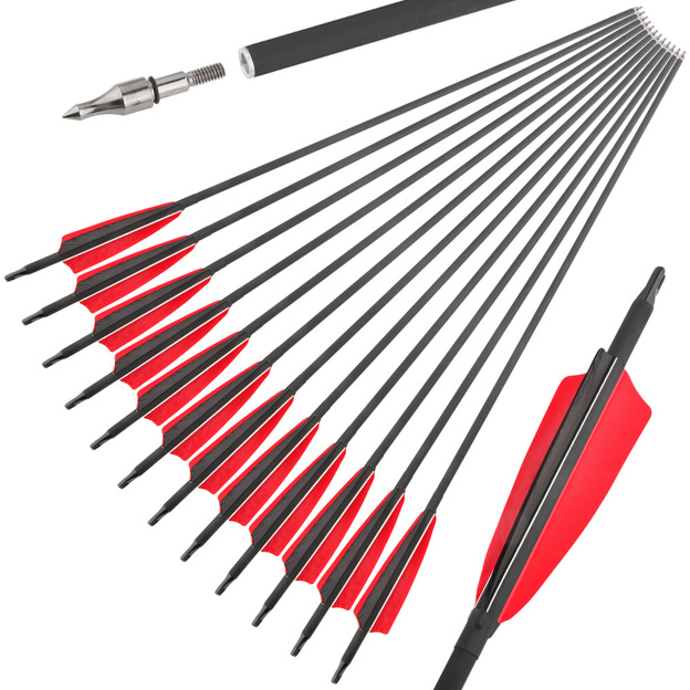 500 Spine Carbon Arrows 33" Turkey Feather 100gr Tips 12pcs
