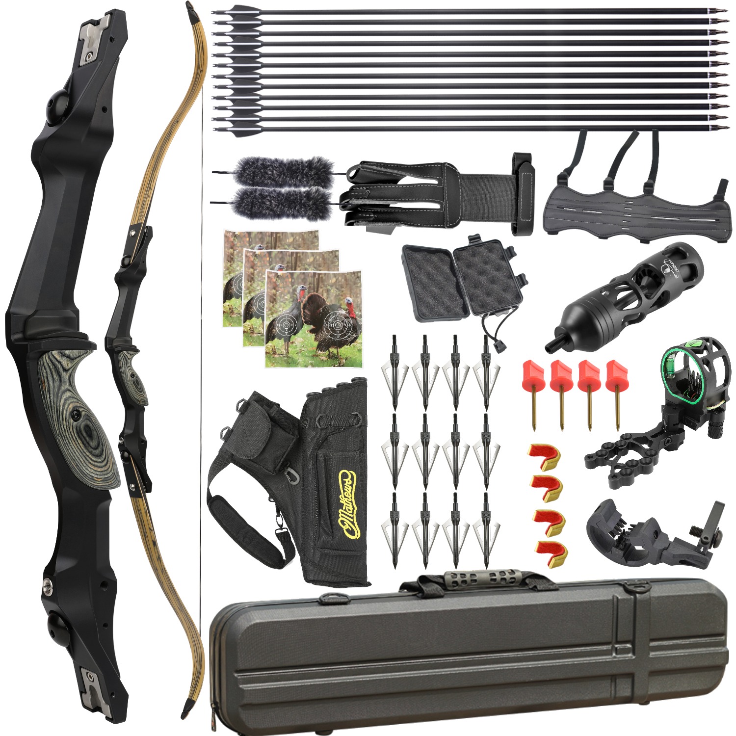 Junxing F261ILF Hunting Recurve Bow Set 30-60lbs LH RH PHAROX 