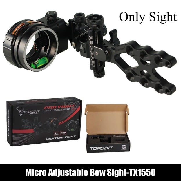 Topoint TX1550 Micro Adjustable Compound Bow Sight 5-Pin CNC Hunting