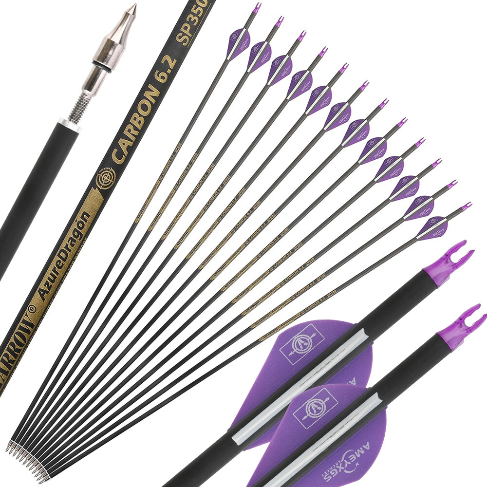 Pure Carbon Arrows 30" SP300-600 Shaft Vanes 6.2mm Hunting